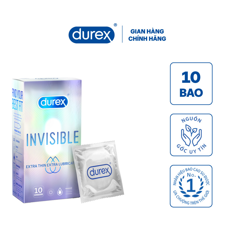 Hình ảnh Bao cao su Durex Invisible Extra Thin Extra Lubricated 1 Hộp 10 Bao