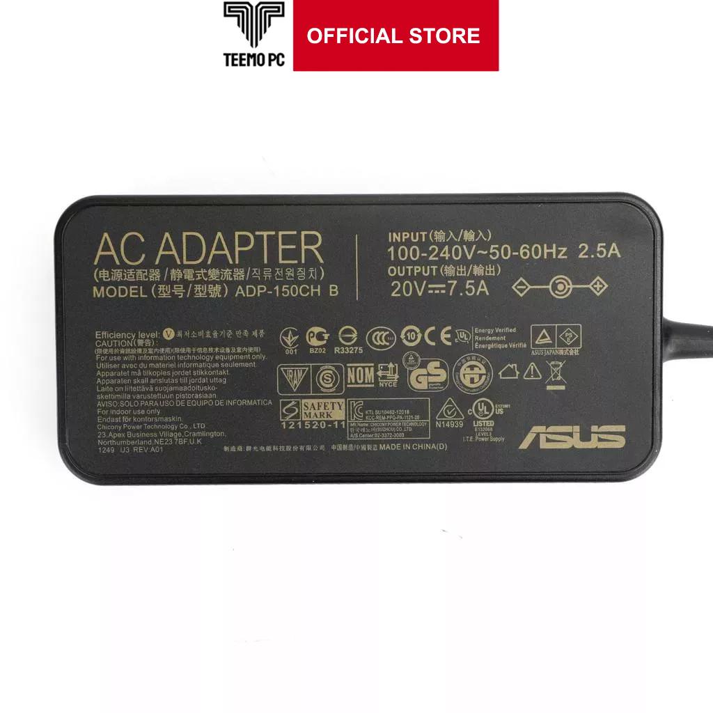 Sạc Tương Thích Cho Laptop Asus 20V-7.5A (150W) (Đầu Kim To) Kích Thước Đầu Ghim (6.0 X 3.7 Mm) - Hàng Nhập Khẩu New Seal TEEMO PC TEAC359