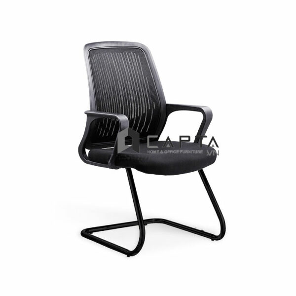 Ghế phòng họp lưng trung lưới nệm vải màu đen chân sơn tĩnh điện màu đen CV4266-M Nội thất Capta