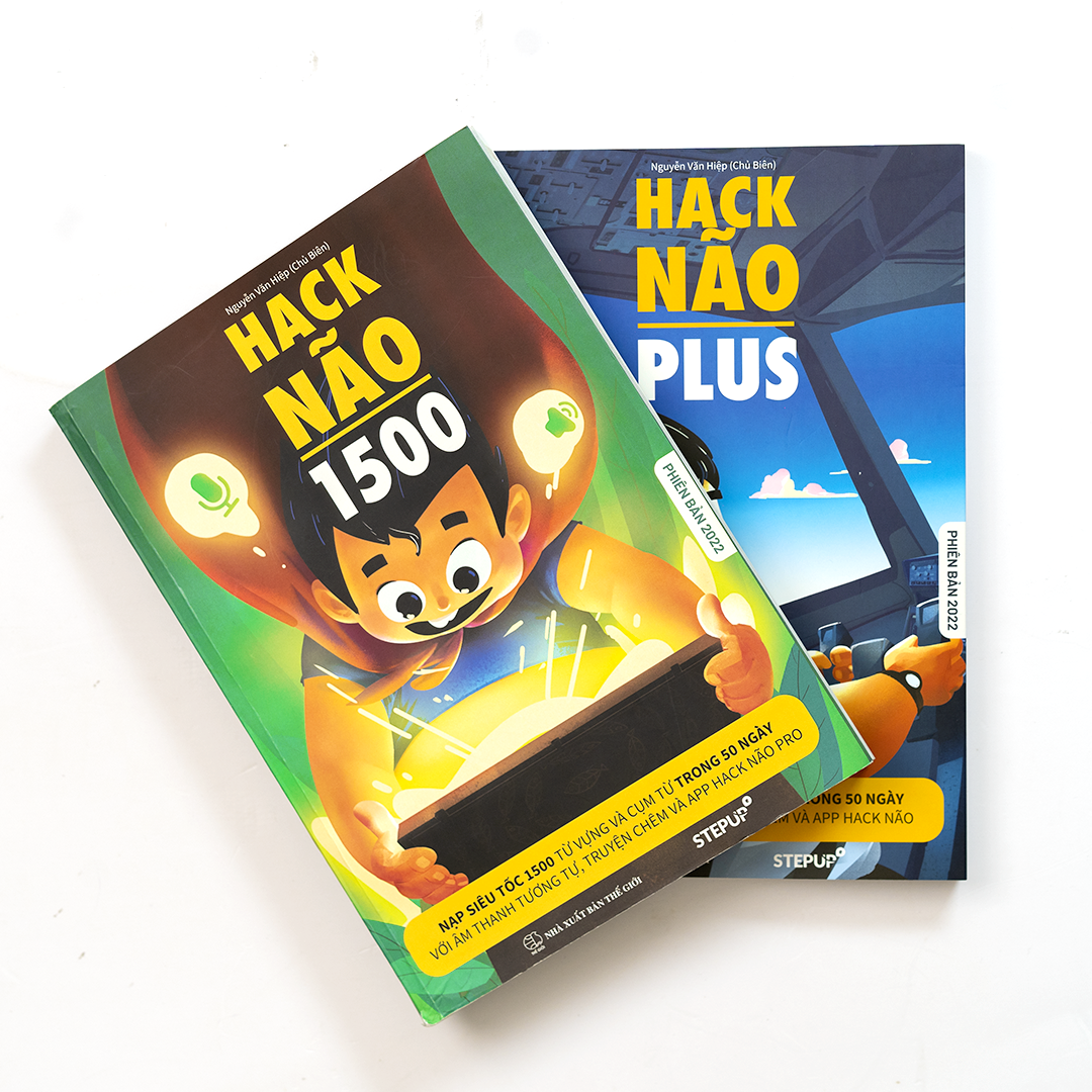 Sách - Combo 2 cuốn Hack Não 1500 và Hack Não Plus  + Tặng App Hack Não Pro học phát âm miễn phí