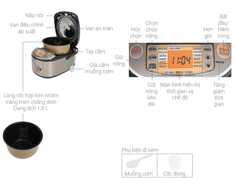 Nồi cơm cao tần điện tử Zojirushi NP-HBQ18-XA