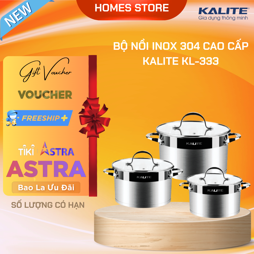 Bộ Nồi Chảo Inox Cao Cấp KALITE KL-333 Tiêu Chuẩn Châu Âu Chống Bám Dính Gỉ Sét - Hàng Chính Hãng