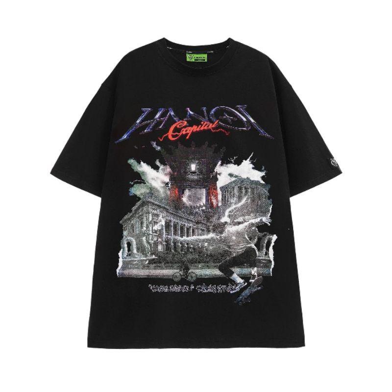 Áo thun unisex tay lỡ HADES HANOI SPIRIT BLACK đầy đủ tag cổ tag tay - Hany shop