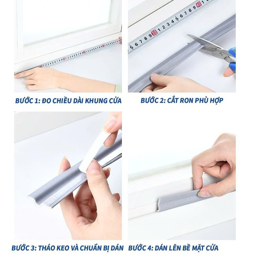 CUỘN 3 Mét Ron Chặn Khe Cửa - Chất Liệu PU Và PE Cải Tiến - Ron Chặn Khe Cửa, Chân Cửa, Khung Cửa - Ngăn Gió Lùa, Cách Âm, Chống Bụi, Ngăn Côn Trùng, Chống Thoát Khí Điều Hòa, Chống Va Đập Cửa - Hàng Chính Hãng