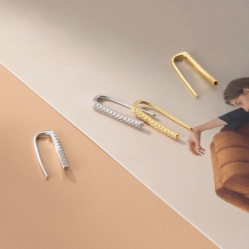 Khuyên tai bạc Ý s925 thanh ngang đơn giản G2675 - AROCH Jewelry