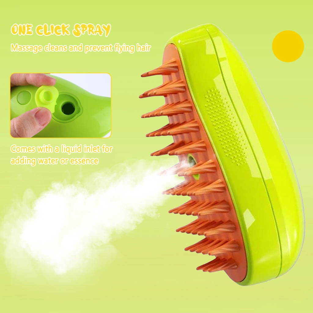 Lược - Bàn Chải Hơi Nước Điện Tử 3 Trong 1 Loại Bỏ Lông Mèo Dạng Xịt Mới