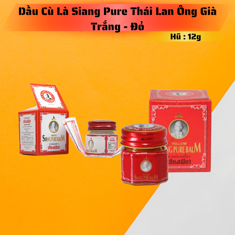 Dầu Cù Là Ông Già Siang Pure Oil Balm 12gr - Thái Lan / Trắng - Đỏ