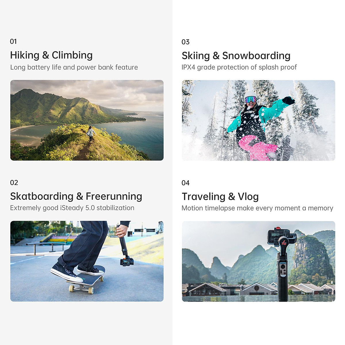 Hohem iSteady Pro 4 - Gimbal Thiết Kế Dành Cho GoPro Hero 10/9/8/7/6/5/4/3 Và Các Dòng Camera Action, Chuẩn Chống Nước IPX4, Hoạt Động 14 Giờ - Hàng Chính Hãng