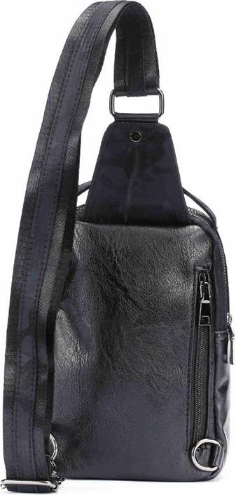 Camouflage Black Men'S Chest Bag Fashion PU Leather Crossbody Bag