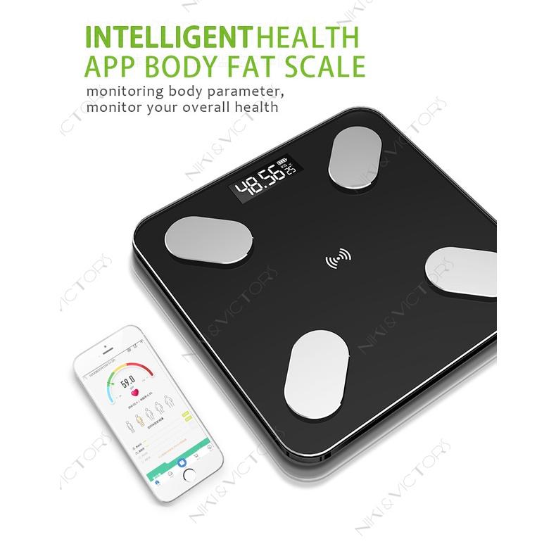 Cân Điện Tử Sức Khỏe Phân Tích Cơ Thể Có Kết Nối Bluetooth màu đen
