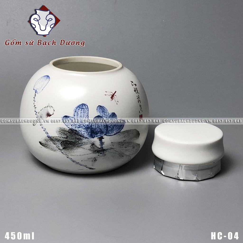 HŨ ĐỰNG TRÀ 450m bằng sứ AN TOÀN SỬ DỤNG - HC-04