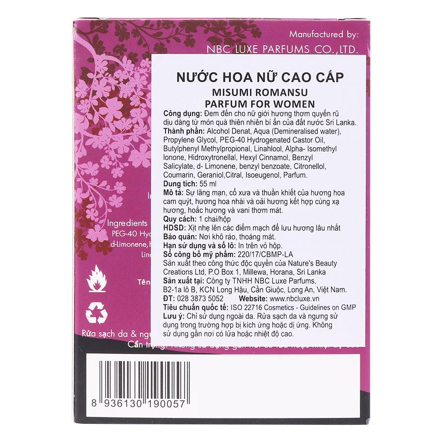 Nước Hoa Nữ Romansu Misumi L03 (55ml)