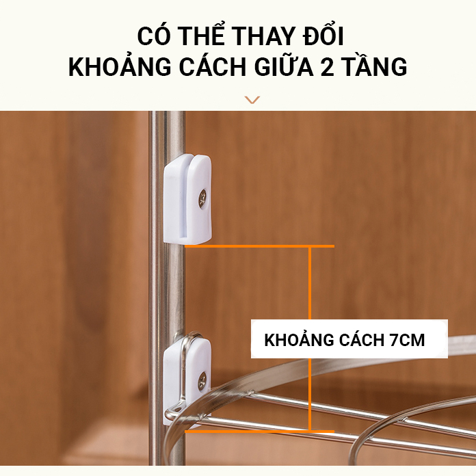 Kệ nhà bếp hình tròn 4 tầng INOX 304 cao cấp đựng xoong nồi, kệ để đồ đa năng tiết kiệm không gian bếp VANDO