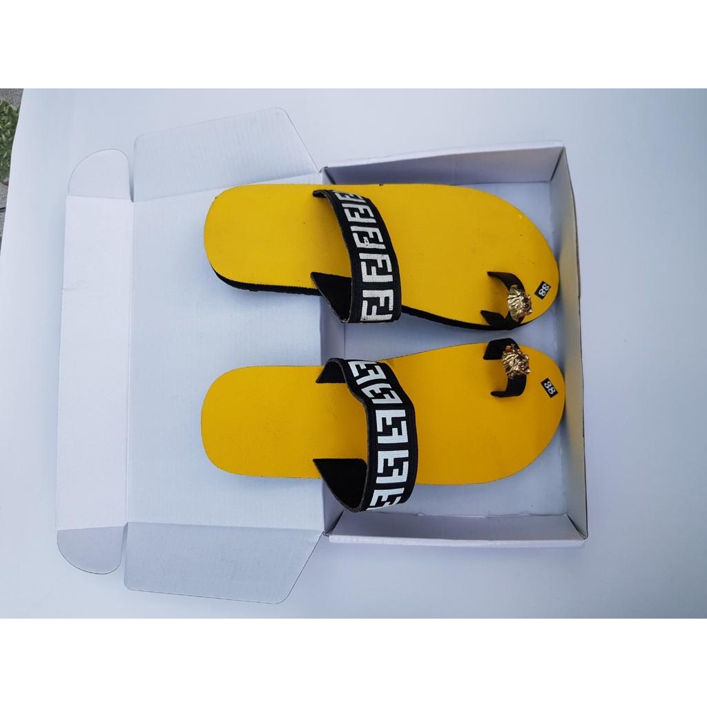 sandal đồng nai dép sỏ ngón nữ đế vàng quai F không hậu size từ 35 nữ đến 40 nữ đủ màu đủ size ib chọn thêm