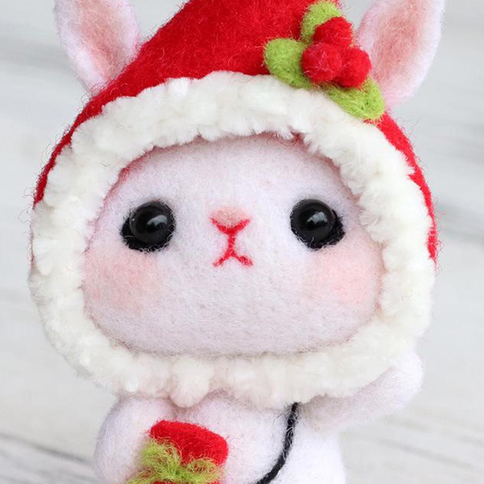 DIY Felting Animal Kit Wool Rabbit Felt Felting Starter Red