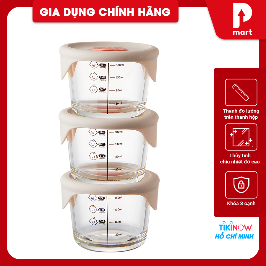 Hộp đựng thức ăn cho bé Lock&amp;Lock có vạch chia 230ml x 3 hộp LLG508S3