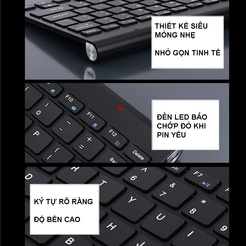 Bàn phím không dây mini W200S - đa kết nối bluetooth 5.0 + 3.0 + Usb wireless 2.4G hàng nhập khẩu