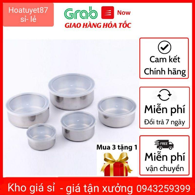 Bộ 5 bát inox đựng thức ăn trong tủ lạnh kèm nắp đậy