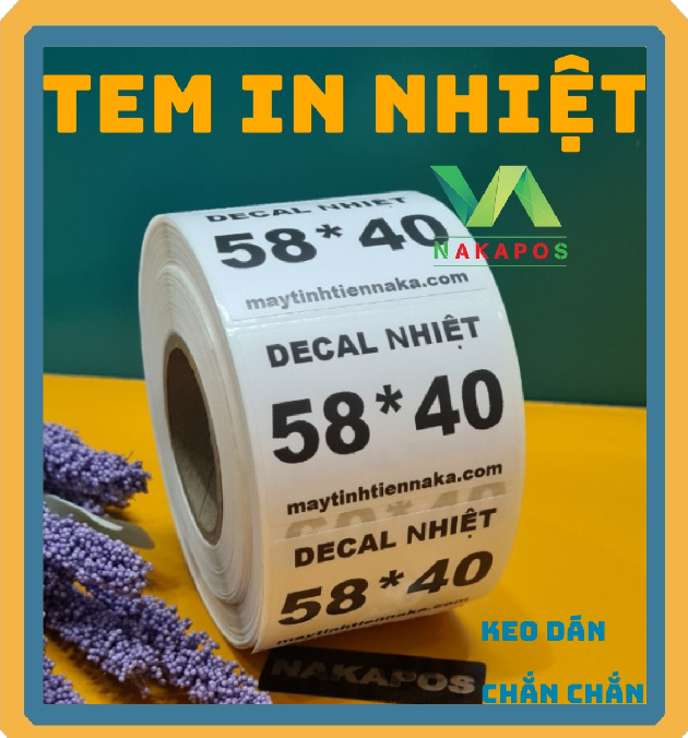 Giấy in nhiệt, in mã vạch, in dán tem phụ, in tem cân 58x40mm