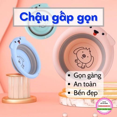 Chậu Rửa Mặt Em Bé Gấp Gọn Rộng 34cm Hình Cún Đáng Yêu