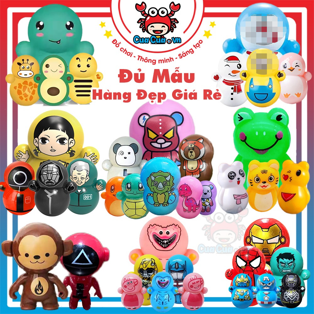 Lật đật squid game mini, đồ chơi lật đật mini doraemon cho bé cute dễ thương giá rẻ (pikachu, trò chơi con mực, minion)