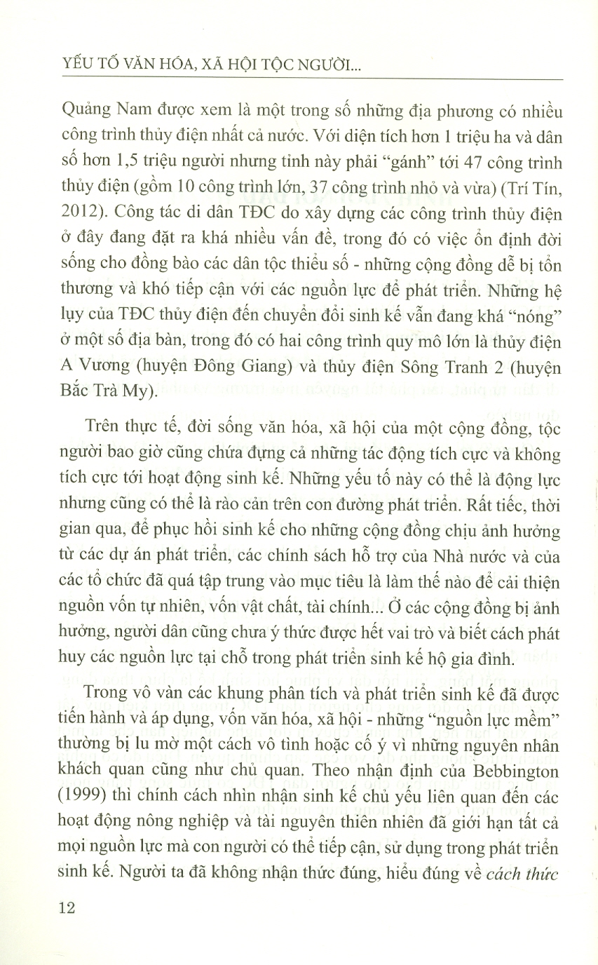 Yếu Tố Văn Hóa, Xã Hội Tộc Người Trong Đời Sống Sinh Kế Của Người Dân Vùng Tái Định Cư Thủy Điện (Sách chuyên khảo)