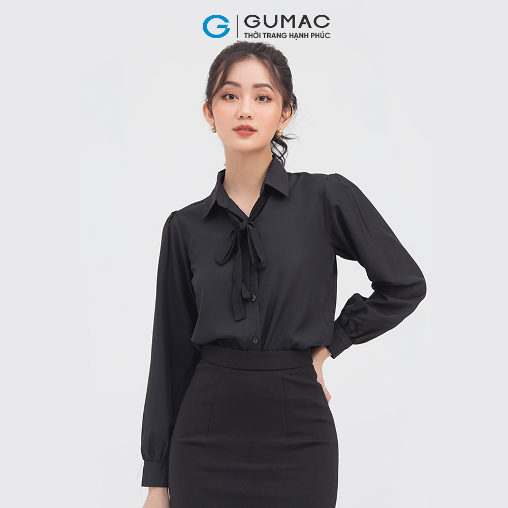 Áo sơ mi nữ đẹp hàng hiệu GUMAC thiết kế buột nơ AA910