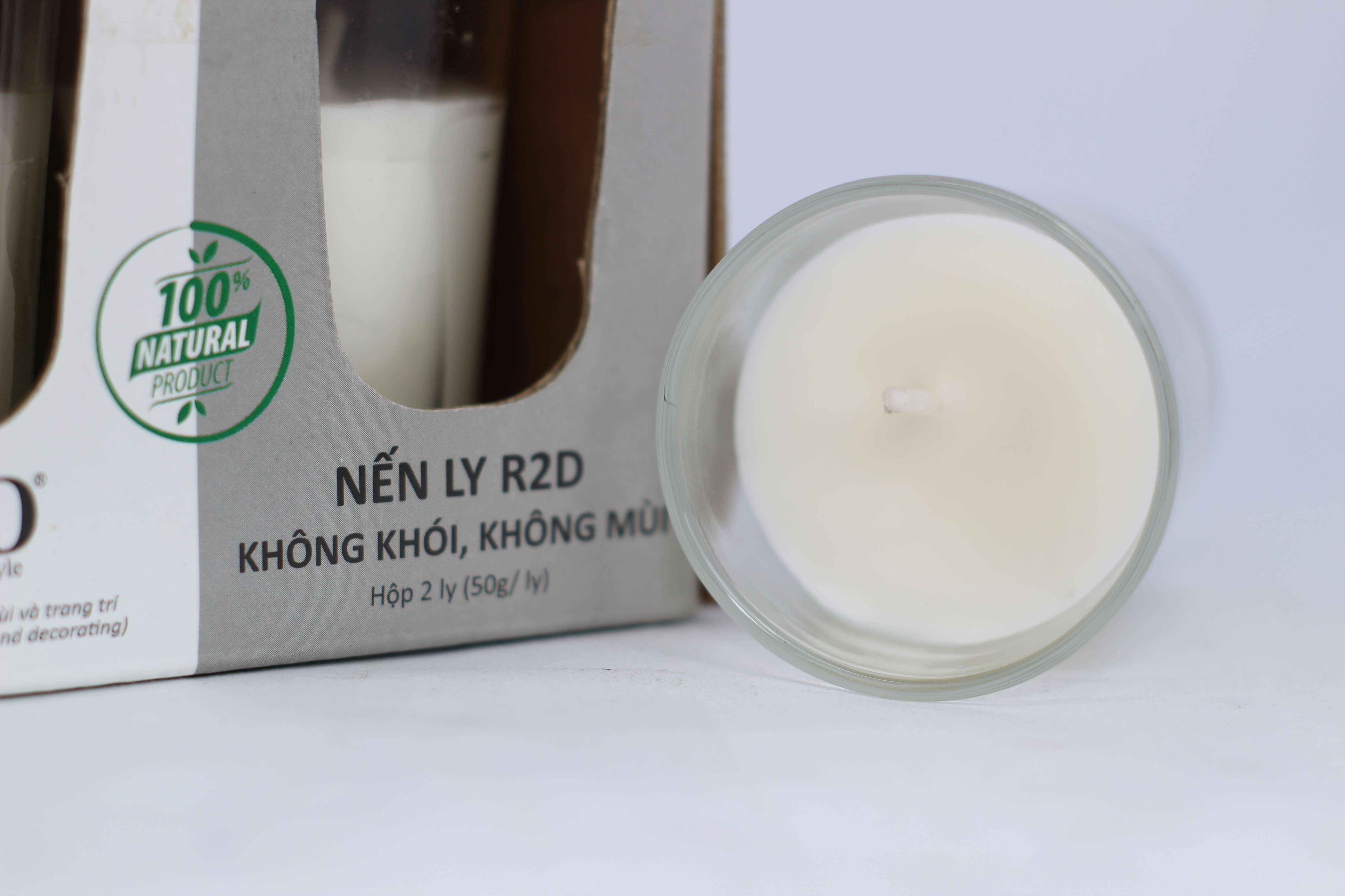 Nến Không Khói Trắng, Nến Thắp Sáng, [LY 50g], Chính Hãng  Đến Từ Shop R2D, Thành Phần Tự Nhiên, Lành Tính.