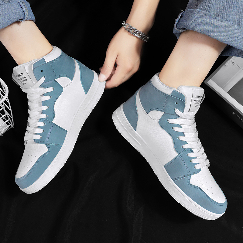 Giày Thể Thao Nam AZARA- Sneaker Màu Xanh - Xám, Giày Thể Thao Cao Cổ, Form Ôm Chân  - G5376