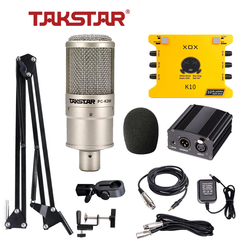 Combo mic thu âm chuyên nghiệp - Micro Takstar PC K200, Soundcard K10 - HÀNG CHÍNH HÃNG