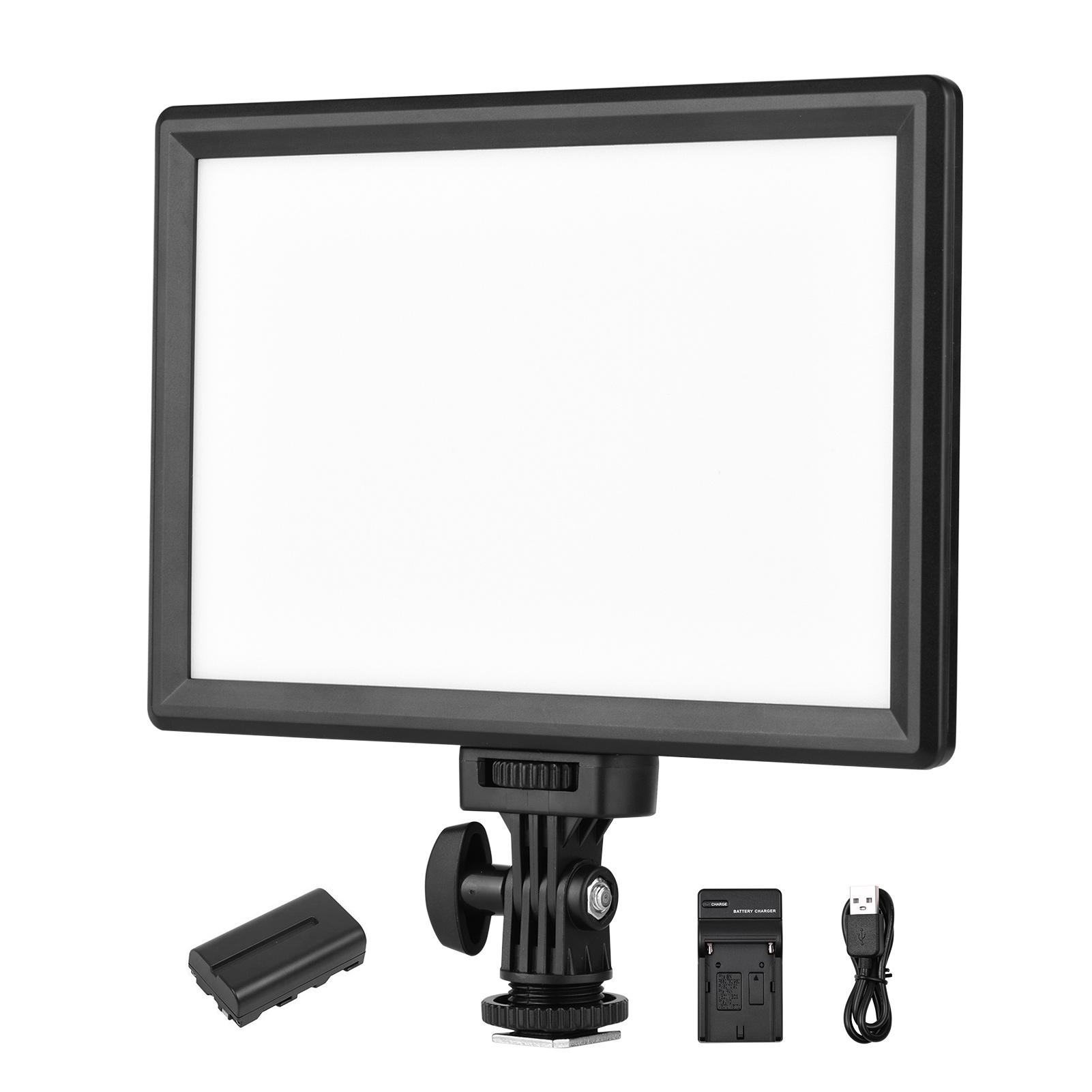 Đèn video LED trên máy ảnh 15W 3200-5600K CRI95 + Màn hình LCD có thể thay đổi độ sáng vô cấp hai màu với Giá đỡ giày lạnh NP-F570