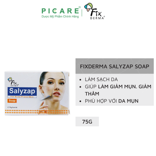 Xà Phòng Fixderma Giảm Mụn Mờ Thâm Mám Salyzap Soap 75g