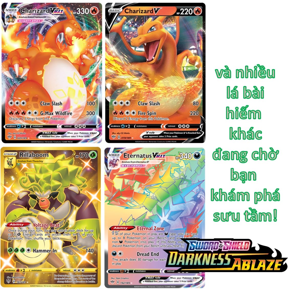 01 Pack Bài Pokemon TCG Darkness Ablaze cực hot, mới (tép gói thẻ bài pokemon booster pack) - Series Sword Shield