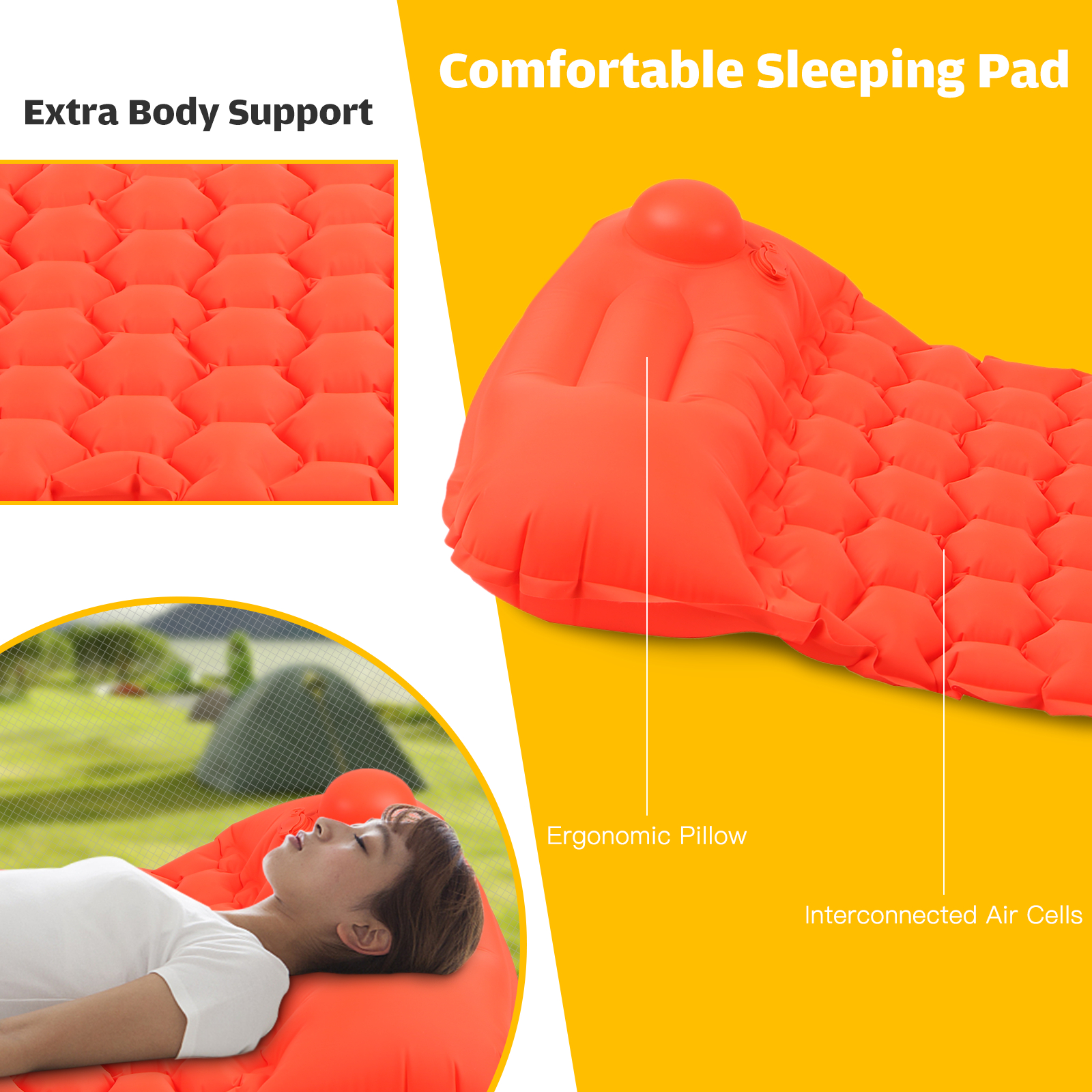 Đệm Ngủ Có Gối Bơm Hơi Cho Cắm Trại Du Lịch Đo Bộ Đường Dài