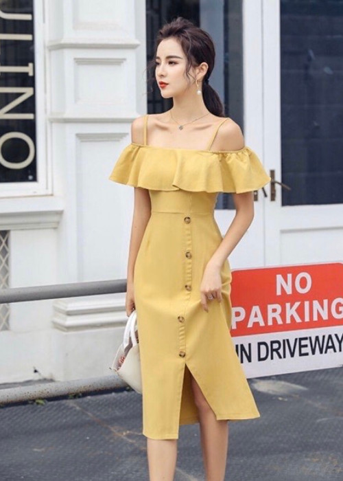 ĐẦM ÔM VÀNG RỚT VAI ( dưới 52kg ) damsuosng170