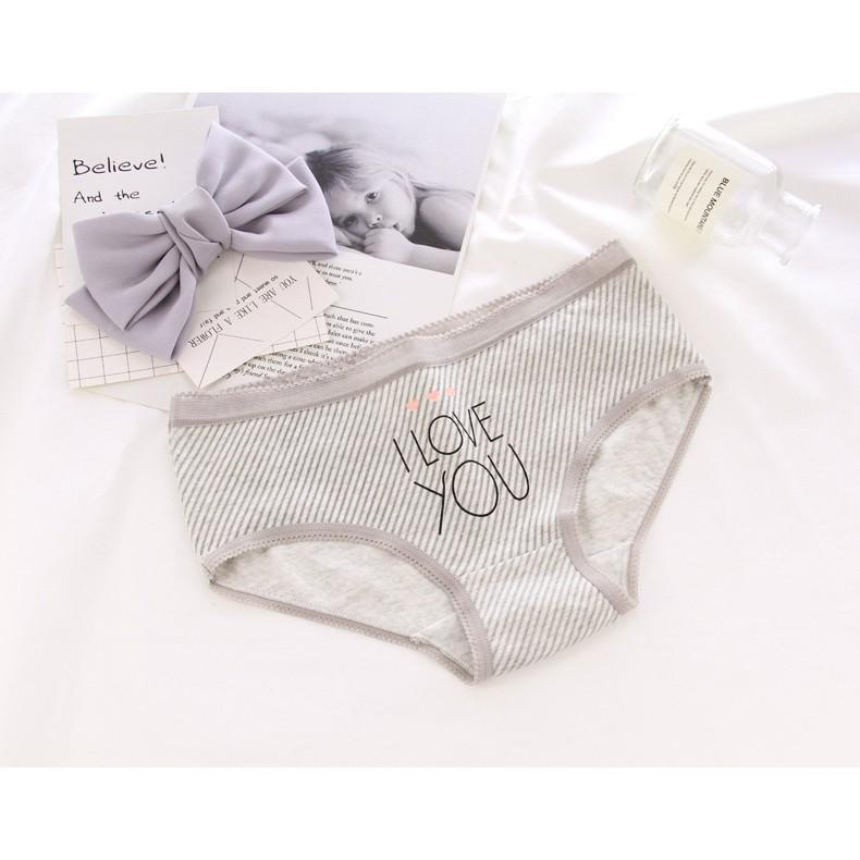 Hộp 05 quần lót cotton hình mèo ghi trắng