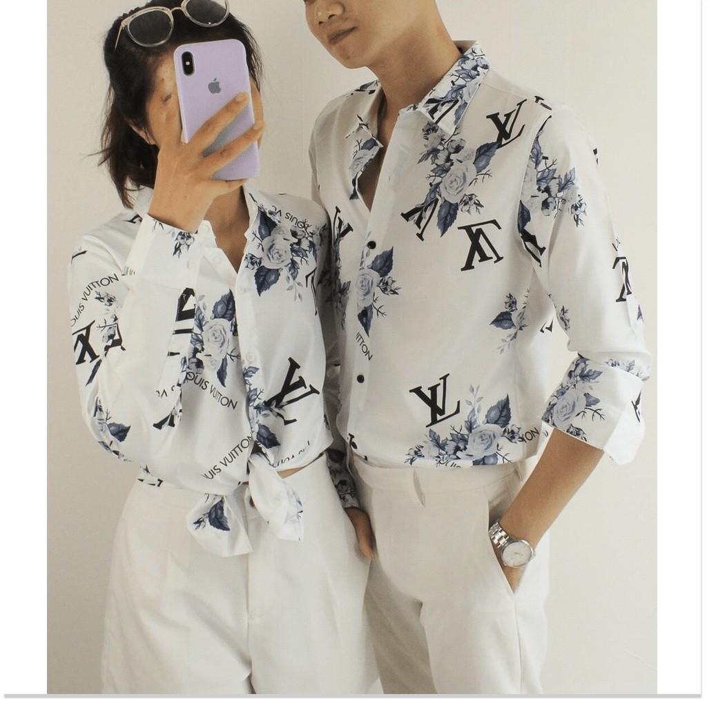 ÁO ĐÔI SƠ MI LỤA CAO CẤP,MÀU SẮC SANG TRỌNG,HỌA TIẾT XINH XẮN,MẪU HOT NHẤT NĂM NAY THỜI TRANG MỚI KME