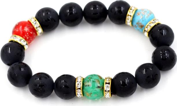 Vòng tay chuỗi hạt thạch anh đen khắc Phật chú 14 ly MSA132