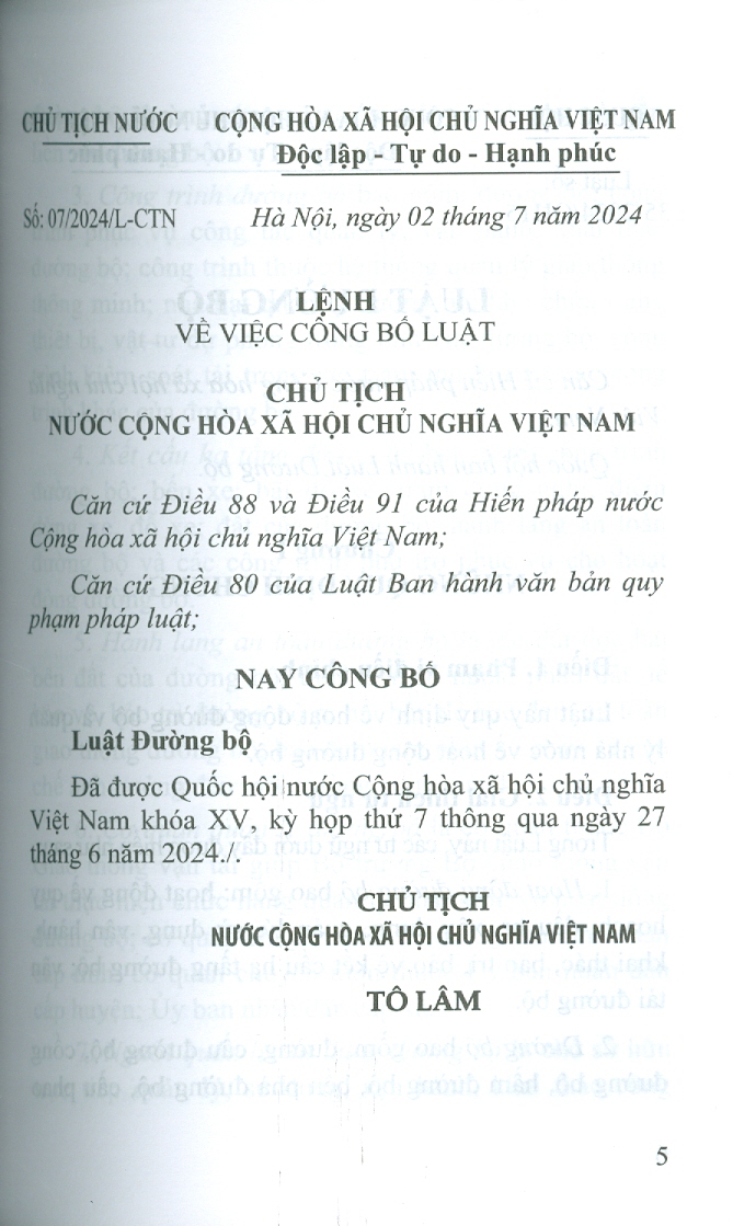 Luật Đường Bộ Năm 2024
