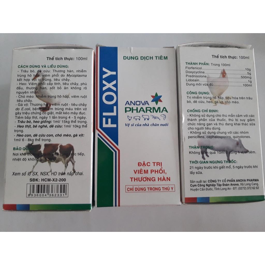 Floxy 100ml. Viêm phổi thương hàn gia súc gia cầm