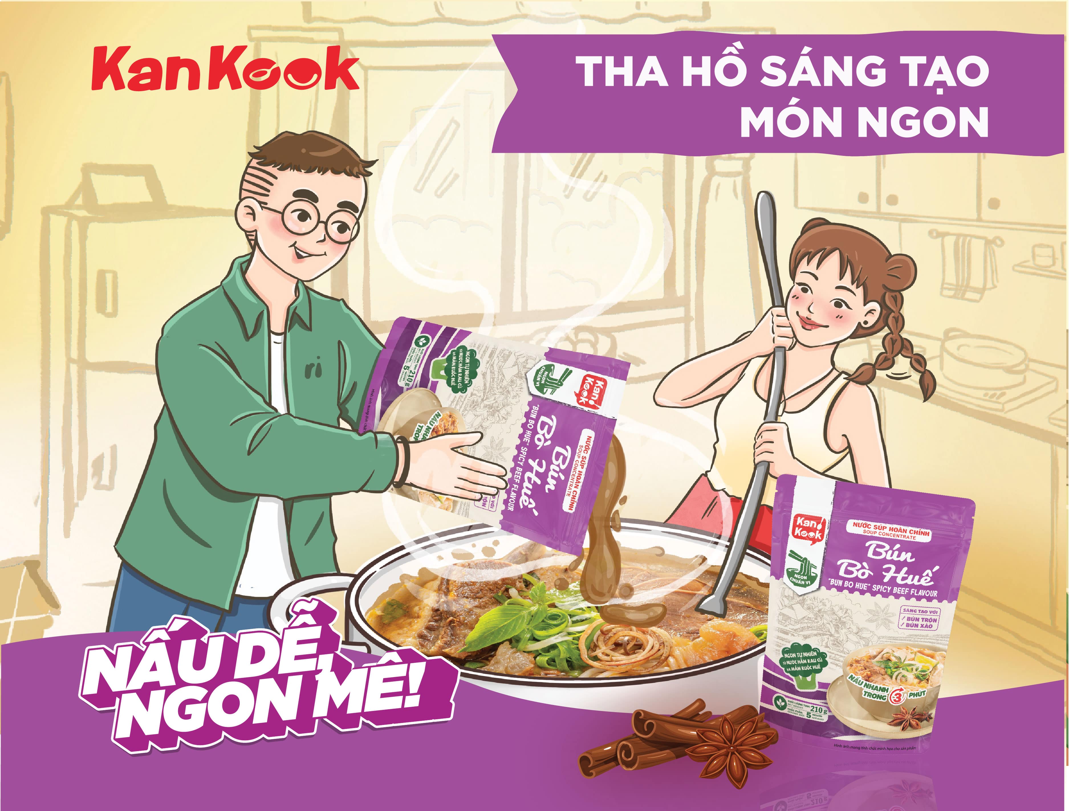 Nước Xốt (Sốt) Cô Đặc Vị Bún Bò Huế KanKook Gói 210g Nấu/Trộn Ăn Liền Vị Hoàn Chỉnh Chuẩn Vị Bún Bò Huế
