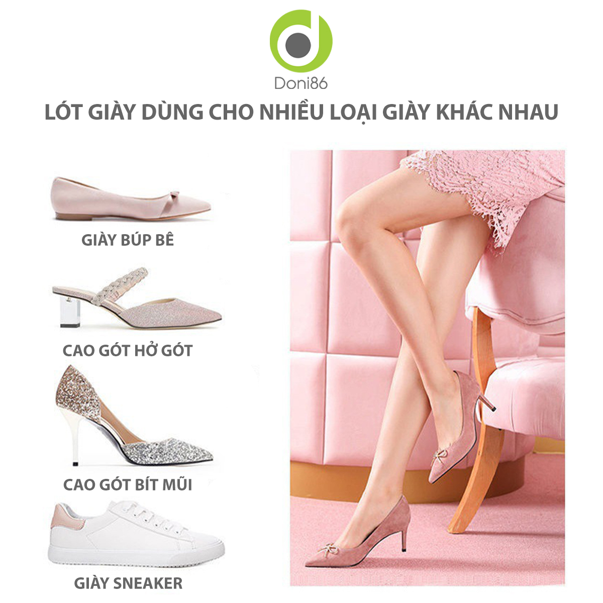 Combo 4 cặp lót giày cao gót giảm đau lòng bàn chân phía mũi lót giày hút mồ hôi chân khi mang giày bít mũi PK14-4