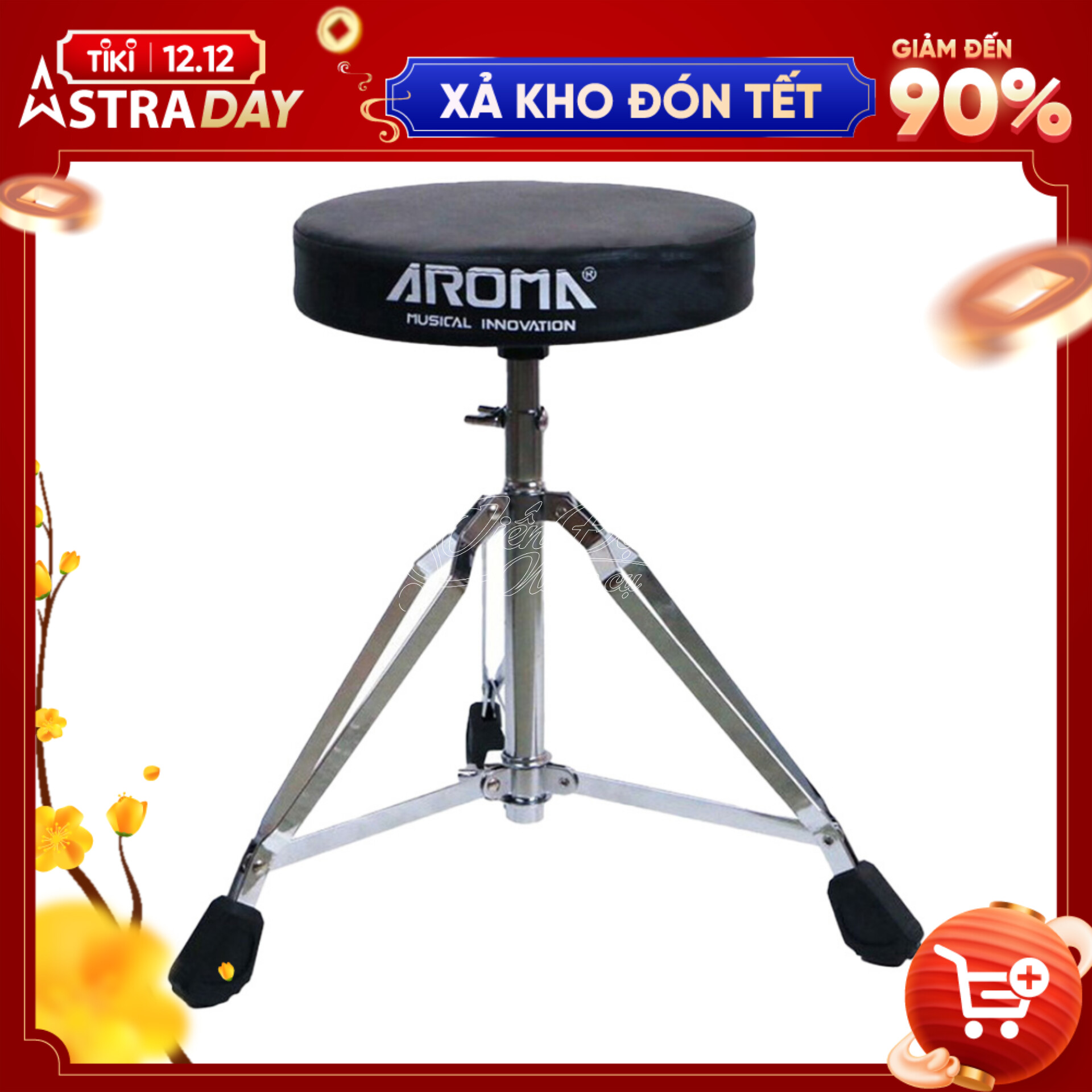 Ghế Ngồi Chơi Trống Jazz Điện Tử Aroma TDD-10 Điều Chỉnh Được Độ Cao, Bọc Dạ Chắc Chắn - Hàng Chính Hãng