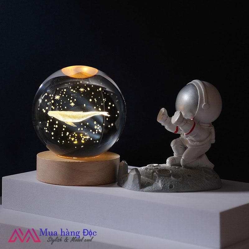 Bộ Quà Tặng Quả Cầu Pha Lê 3D larser LED cá voi cùng mặt trời mọc CV01