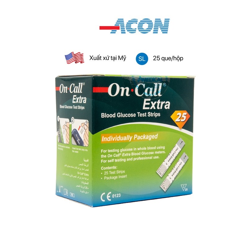 Que thử đường huyết Acon On-call extra (25 que/hộp)