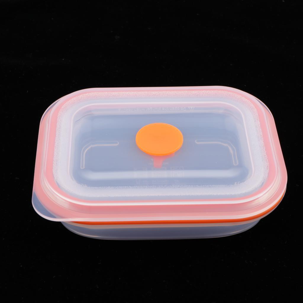 Collapsible Silicone Food Storage Containers, Folding Lunch Bento Box BPA Free for Camping, Hiking, Backpacking