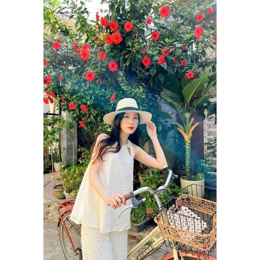 Set bộ áo quần lá suông khoét cổ