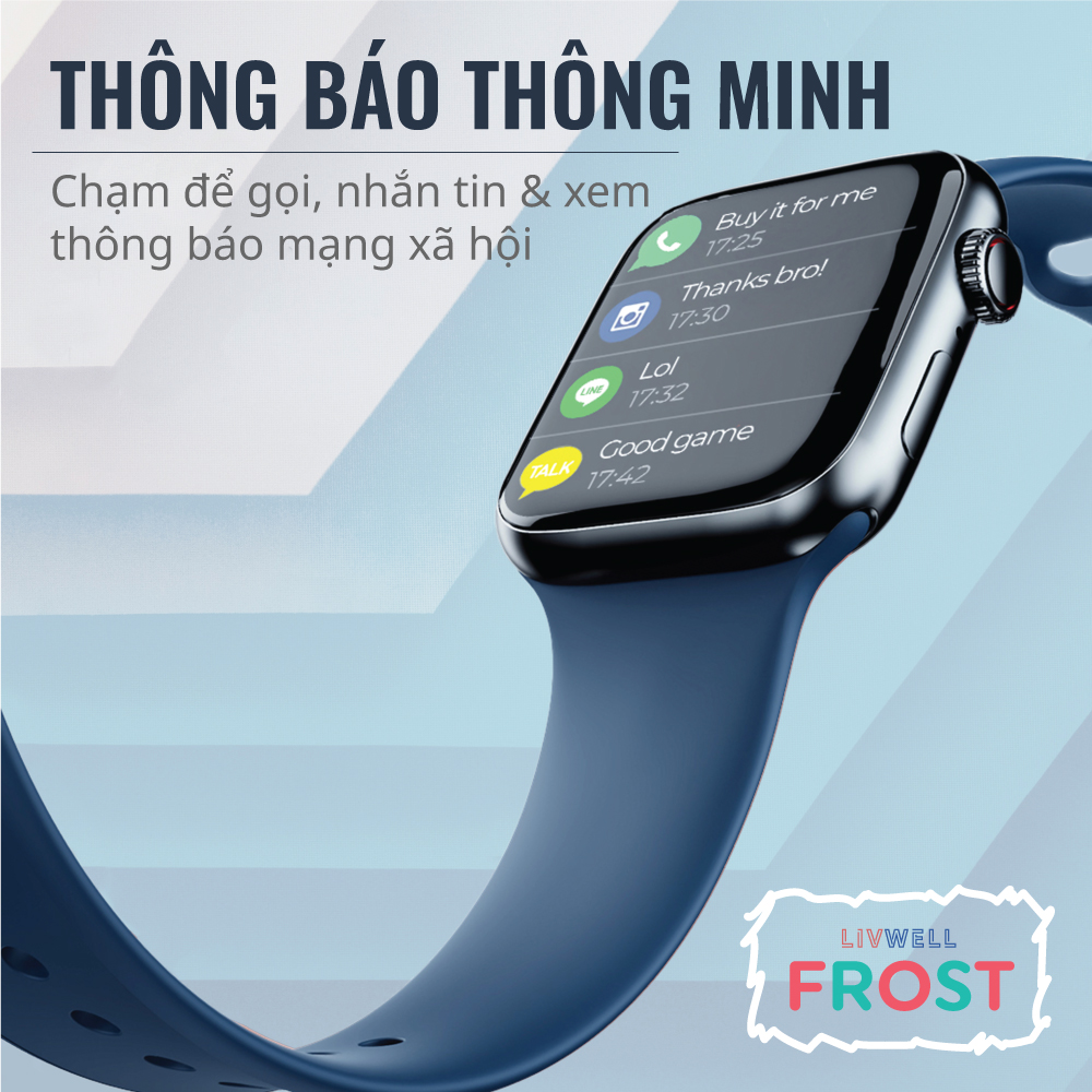 Đồng hồ thông minh LivWell Frost - Hàng Chính Hãng - Bảo Hành 12 Tháng 1 Đổi 1 - XANH DƯƠNG