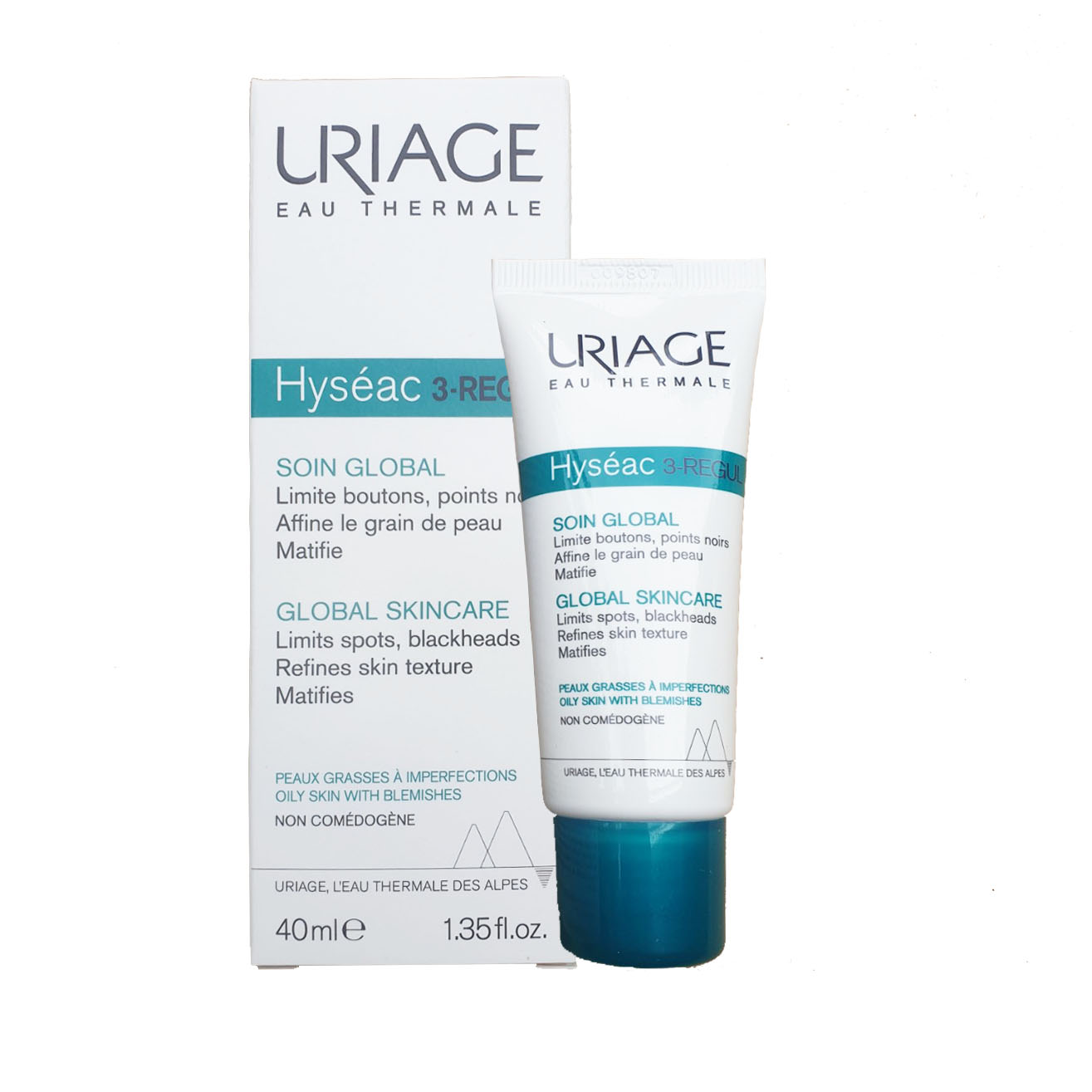 Kem làm giảm mụn trứng cá tổng hợp, mờ thâm Uriage Hyséac 3-Regul Global 40ml + Tặng tẩy tế bào chết Sebamed10ml