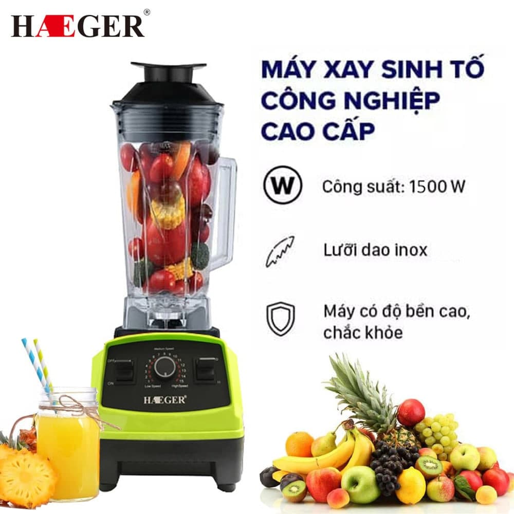 Máy xay sinh tố công nghiệp , máy xay công nghiệp HAEGER - Công suất 1500w -Hàng chính hãng